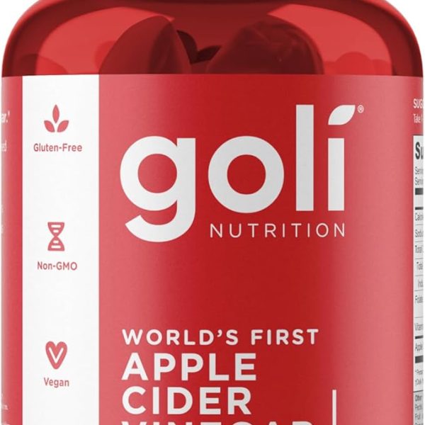 Goli Apple Cider Vinegar Gummy Vitamins - 60 Count - Vitamin B12, Gelatin-Free, Gluten-Free, Vegan & Non-GMO